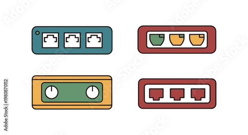 Network Switch Line art vector abstract color shapes