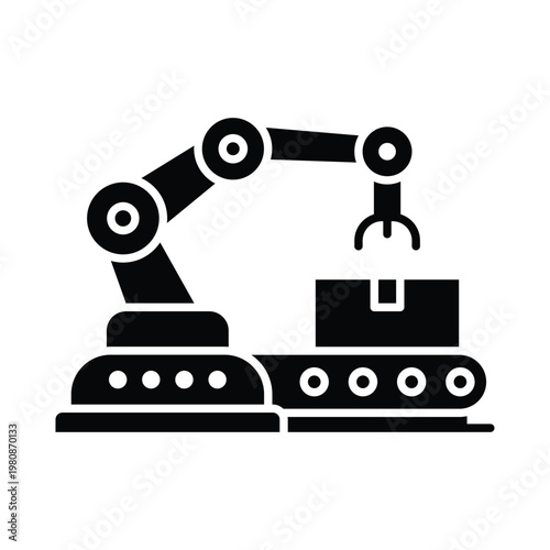 Industrial Robotic Arm in Action on Production Line for Automation Process