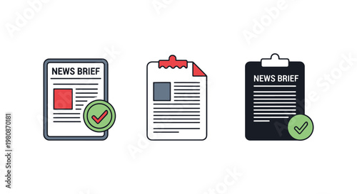 News Brief Line art vector clean colorful pattern illustration