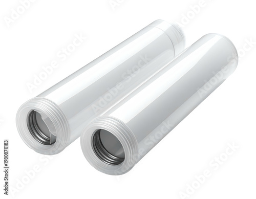 Two transparent, cylindrical vacuum seal rolls