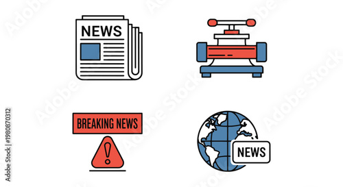 News Publishing Line art modern colorful pattern illustration