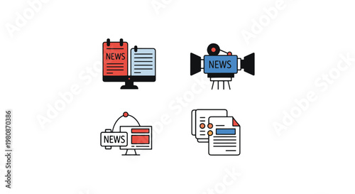 News Studio Line art vector simple abstract illustration