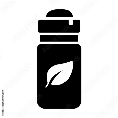 Eco water bottle icon simple black solid style