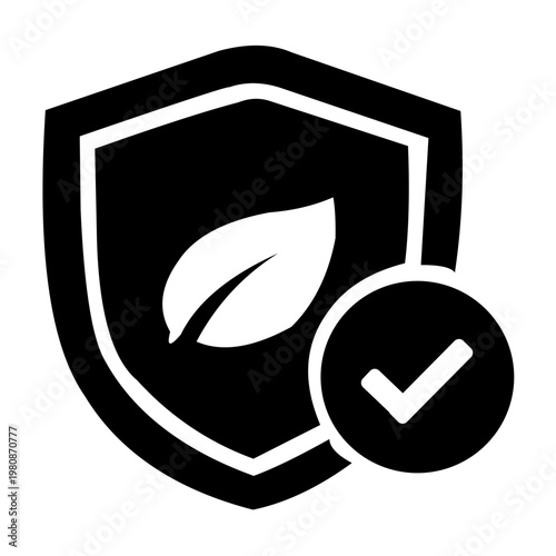 Eco protection shield icon simple black solid style