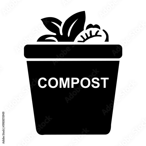Compost bin icon simple black solid style
