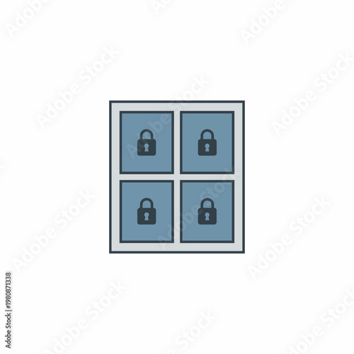Four locked compartments in grid pattern security concept secure access data protection privacy concept safety symbol.