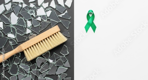 Mental health awareness green ribbon comb.