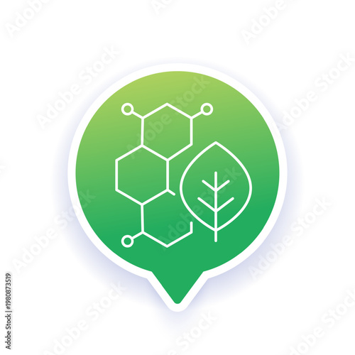 Biomaterial icon, biodegradable material or polymer line design