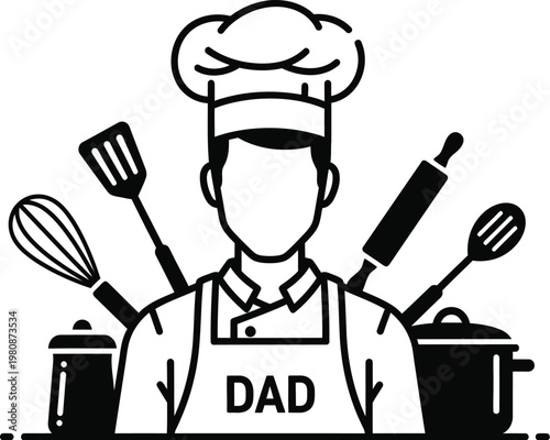 Celebrating fathers day a dad chef illustration with cooking utensils perfect gift idea