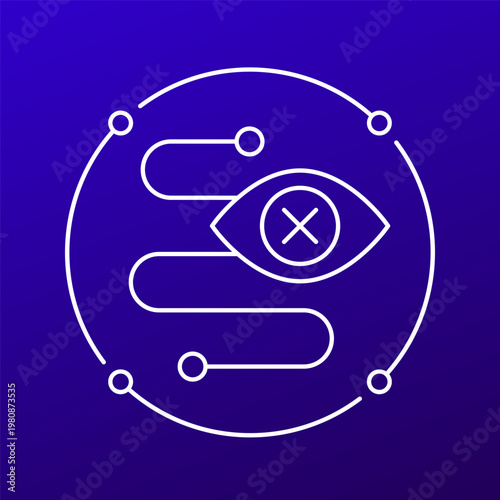 blind spot icon with eye and path, line design