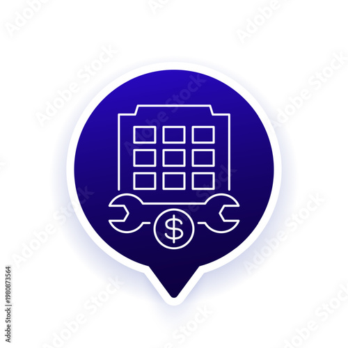 building maintenance cost icon, line design