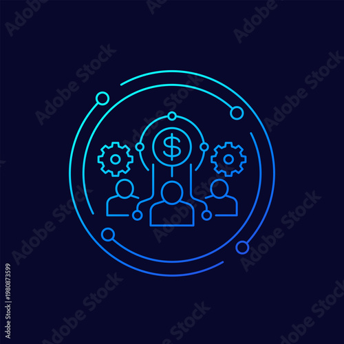 digital business icon, linear design