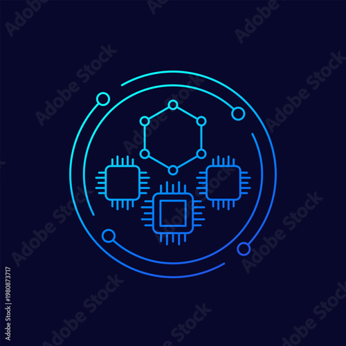 graphene in electronics icon, linear design