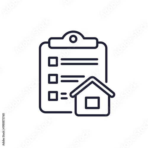 house insurance document line icon with clipboard