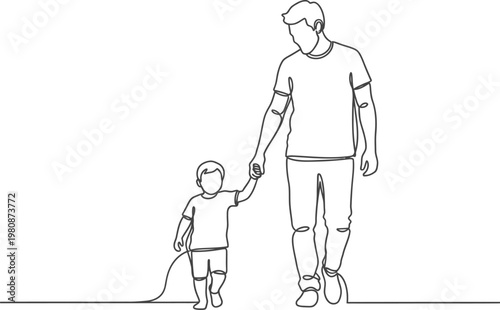 Touching fathers day sketch a loving father and son holding hands celebrating family bonds