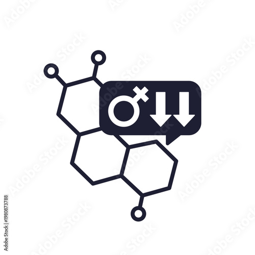 low reproductive hormones icon, decreased estrogen vector