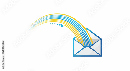 Abstract representation of data streams flowing from an open envelope