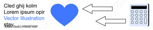 Financial calculations, relationships, analytics, data processing, creative problem-solving, decision-making. Blue heart with two arrows pointing toward a calculator. Financial calculations