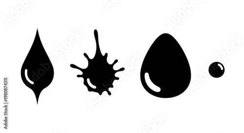 Drops of water icon set showing splash droplet and liquid stain symbol for eco hygiene and moisture concept