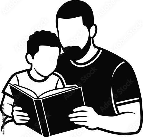 Heartwarming fathers day illustration dad and son reading together a celebration of family bonds