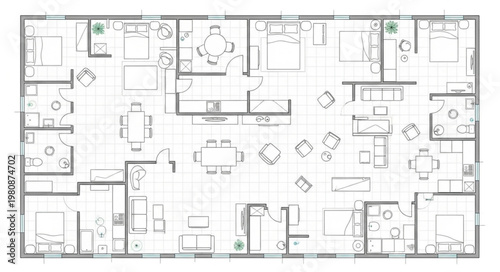 Architectural floor plan drawing of a large house layout.