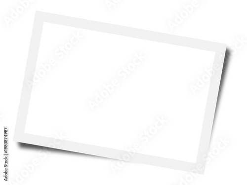 Retro Realistic Photo Frame. Horizontal Tilted Photo Frame Mockup Transparent PNG with Realistic Shadow