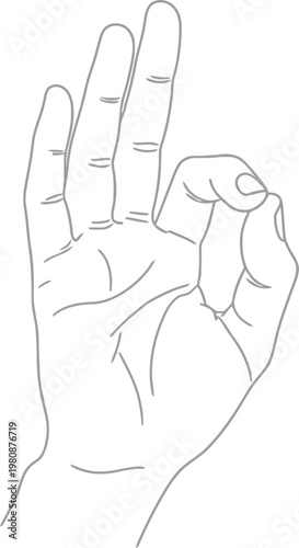 Hand gesture ok sign a simple line drawing illustration