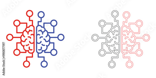 Abstract Digital Brain Icon with Network Connections, AI and Neural Network Concept