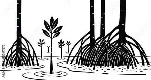 Celebrating world environment day mangrove forest illustration for ecosystem restoration and sustainable practices