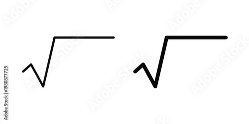 Square root icon set vector symbol in black filled and stroke style