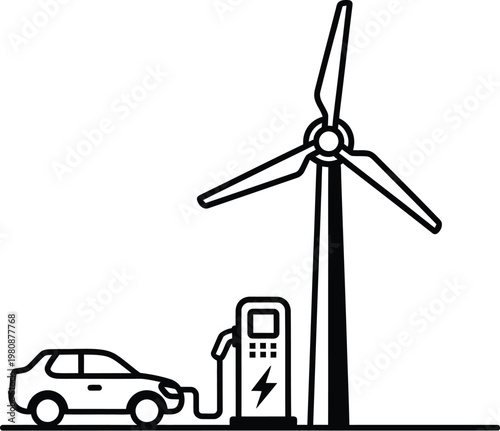 Celebrating world environment day sustainable energy solutions with wind turbines and electric vehicle charging