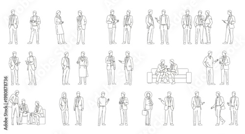 Versatile CAD People Figures Library Essential Vector Outlines for Architectural Visualizations, Urban Planning, and Design Schematics