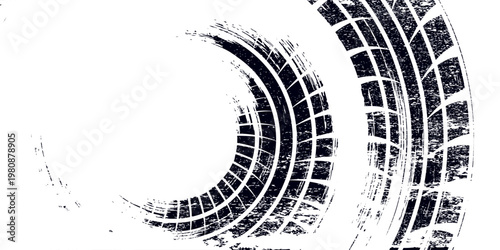 Black tire marks on road, Black rubber tire marks and tread marks, Tire trace track wheels texture and background, Auto tire tread grunge