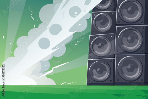 Amplifier Stack Vibration Scene Vector Illustrati