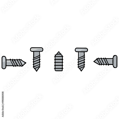 An illustration shows various screws lined up on a surface.