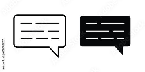 Subtitles icon set vector symbol in black filled and stroke style