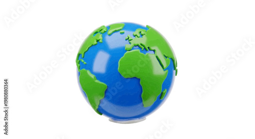 Vector illustration of 3d render of a stylized globe showing africa, europe, and the americas on a transparent background