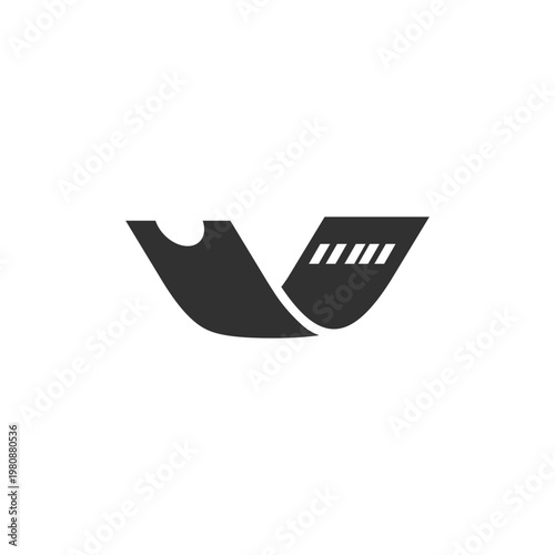 Airplane boarding pass icon. Flight travel and airline ticket. Monochrome black and white symbol