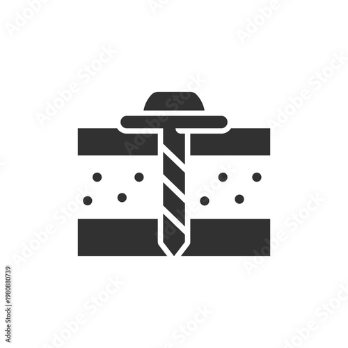 Screw pile foundation icon. Ground anchoring and construction foundation system. Monochrome black and white symbol