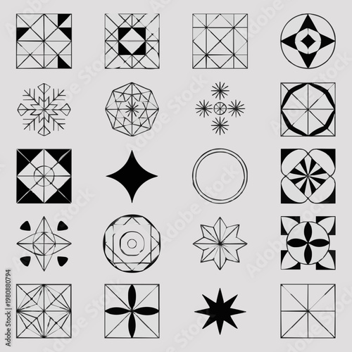 Minimalist Geometric Vector Pattern Icon Set