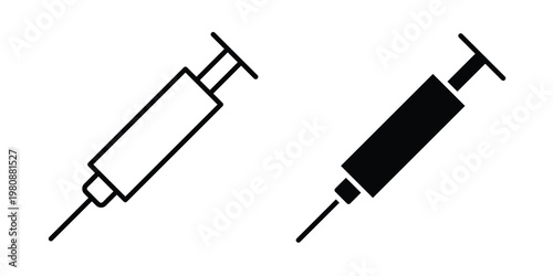 Syringe icon set vector symbol in black filled and stroke style