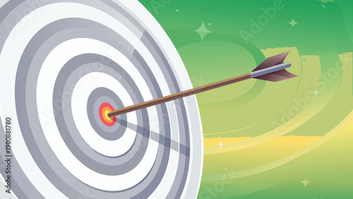 Archery Target Shot Scene Vector Illustration of
