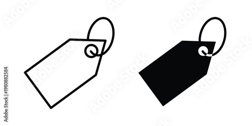 Tag icon set vector symbol in black filled and stroke style