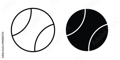 Tennis icon set vector symbol in black filled and stroke style