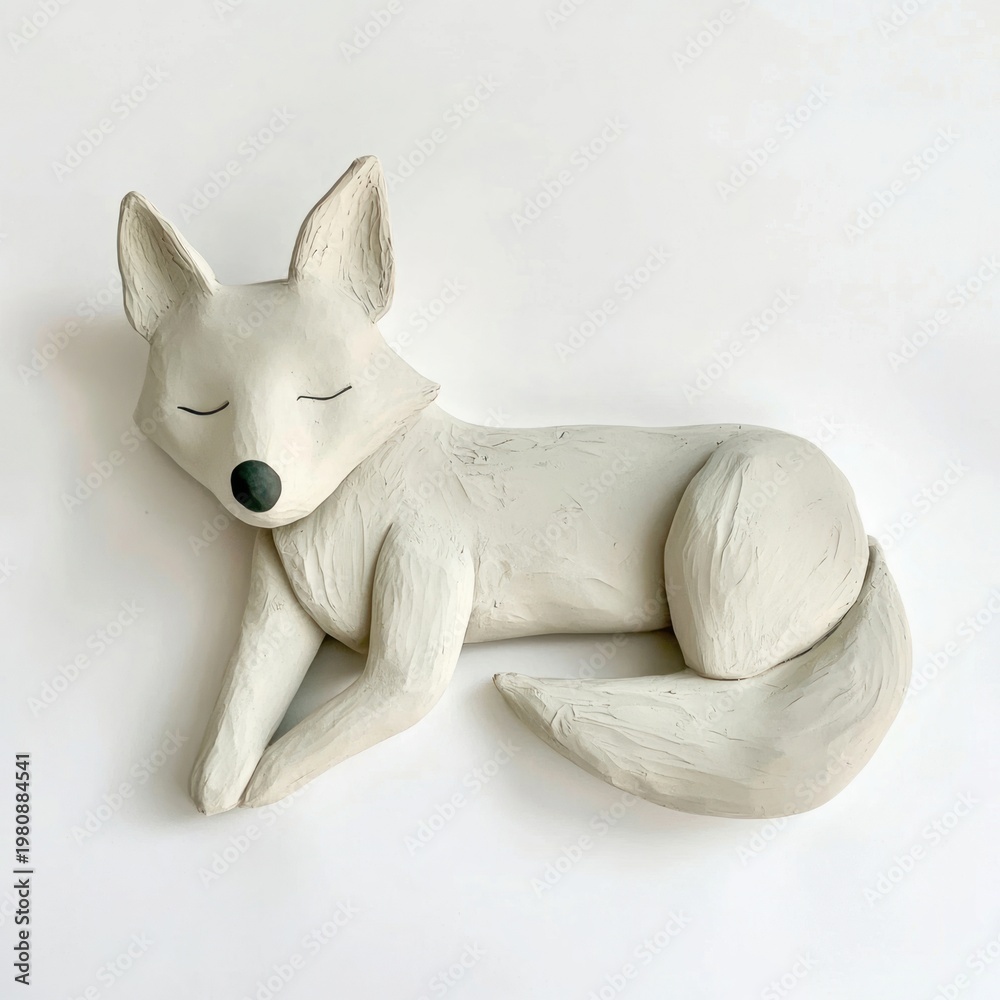 Fototapeta premium 2d clay wolf animal art minimalist.