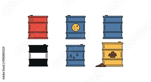 Industrial waste barrel Line clean abstract shape illustration