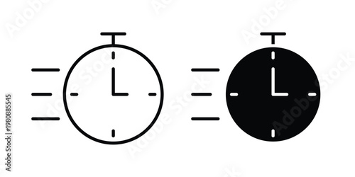 Time fast icon set vector symbol in black filled and stroke style