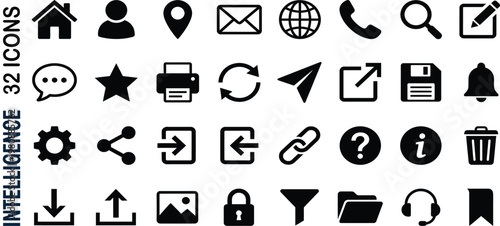 Black vector line icon set of hand drawn nail silhouettes and tools for web design business signs and website technology elements