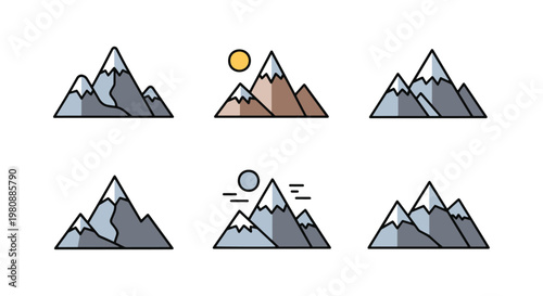 Inland Mountain Line art clean modern abstract illustration