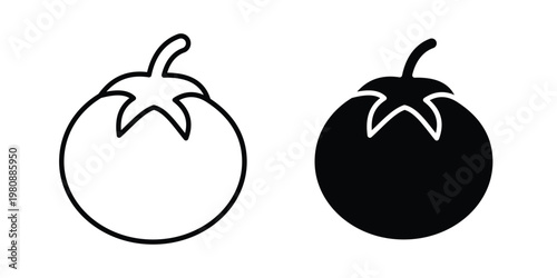 Tomato icon set vector symbol in black filled and stroke style